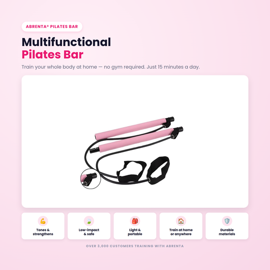 Multifunctional Pilates Bar by Abrenta - resistance bands and foot straps for full-body home workouts